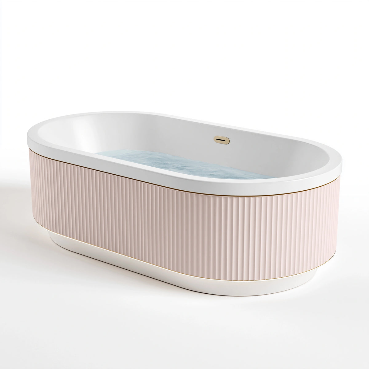 Freistehende Badewanne 170 x 80 x 58 cm Acryl Weiß/Rosa mit geriffelter Verkleidung