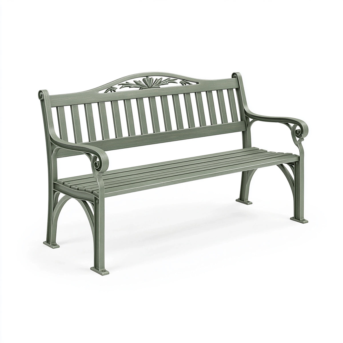 Gartenbank 122 x 60 x 91 cm Metall Grün für Außenbereich im klassischen Stil