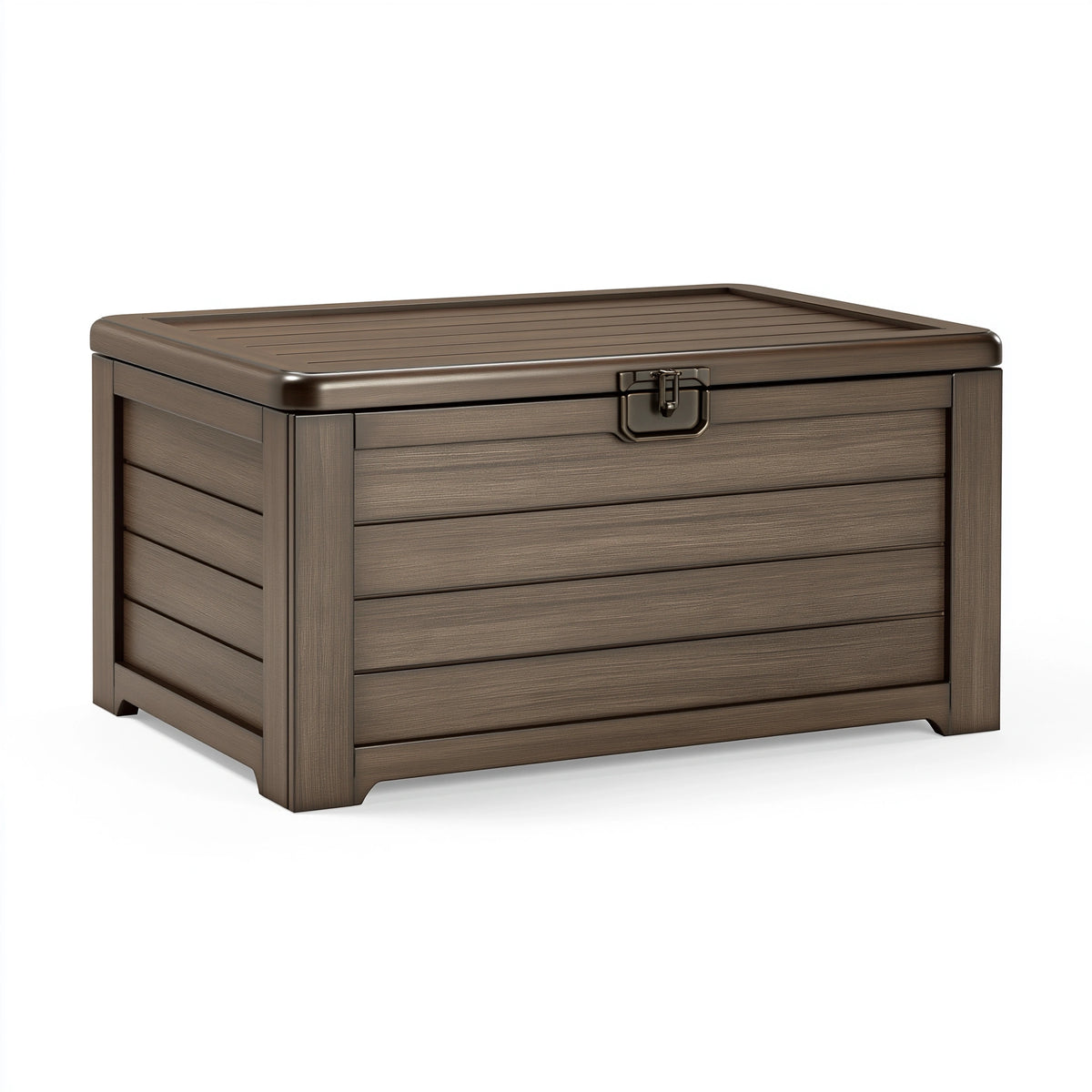 Garten-Aufbewahrungsbox 120 x 60 x 65 cm Kunststoff Braun mit Deckel und Verschluss