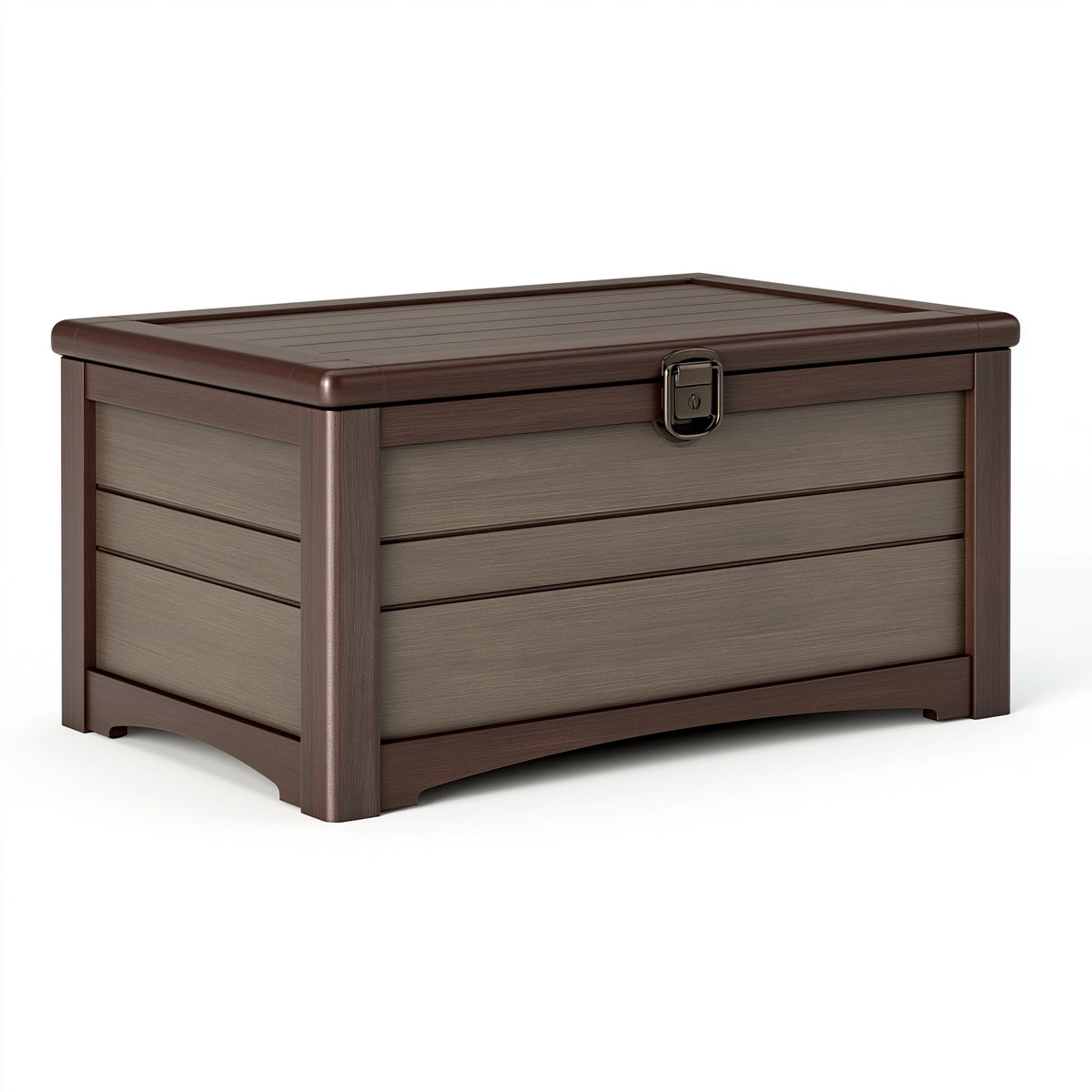 Aufbewahrungsbox 120 x 60 x 63 cm Kunststoff Dunkelbraun abschließbarer Deckel für Garten