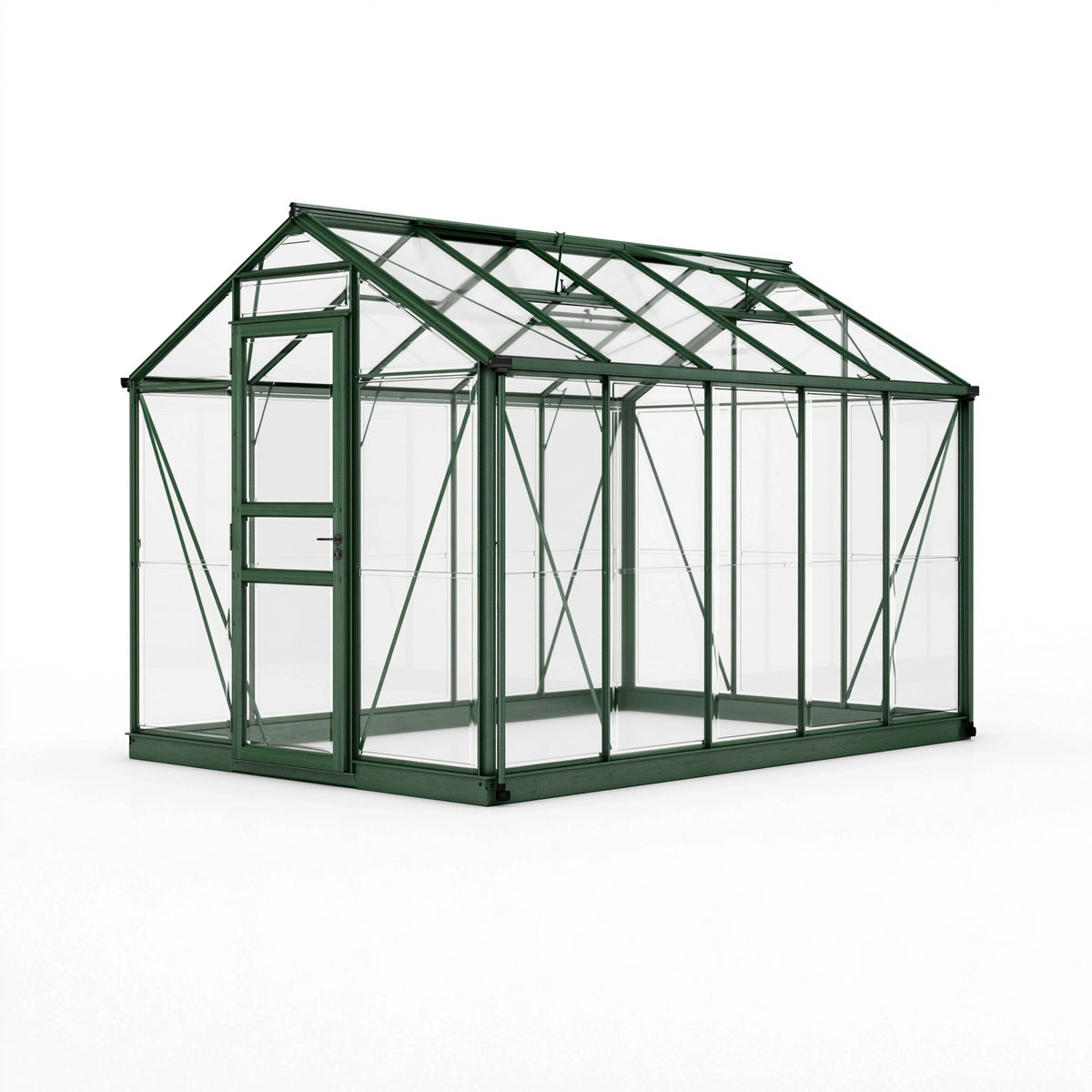 Gewächshaus 310 x 190 x 195 cm Aluminium Grün mit transparenten Paneelen für den Garten