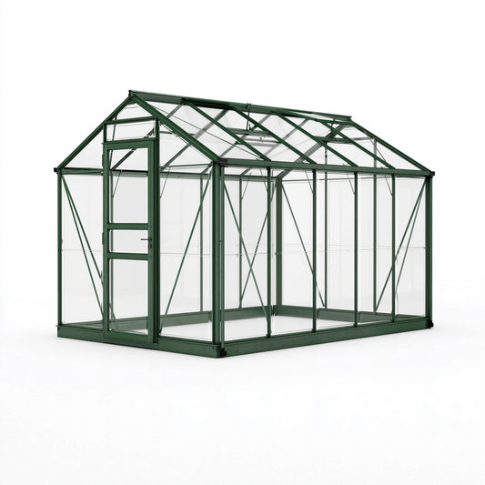 Gewächshaus 310 x 190 x 195 cm Aluminium Grün mit transparenten Paneelen für den Garten