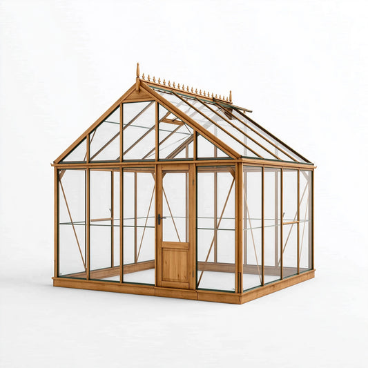 Gewächshaus 300 x 250 x 320 cm Holz Transparent Klassischer Gartenpavillon