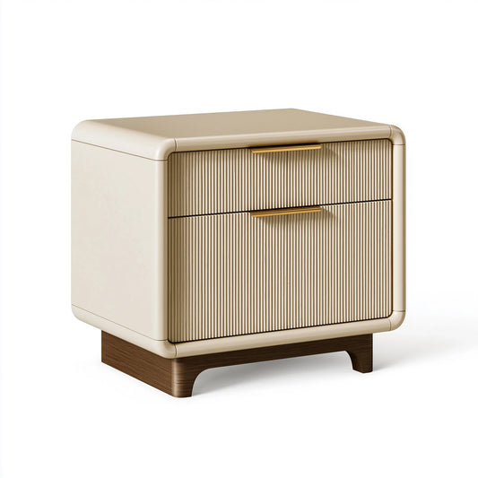 Nachttisch 50 x 40 x 55 cm aus Holzwerkstoff Beige Braun mit 2 Schubladen moderner Stil