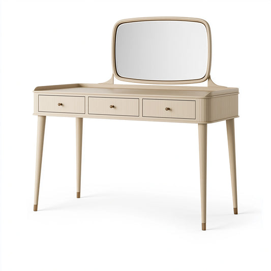 Schminktisch 120 x 45 x 145 cm Creme Holzwerkstoff mit Spiegel und 3 Schubladen im modernen Stil