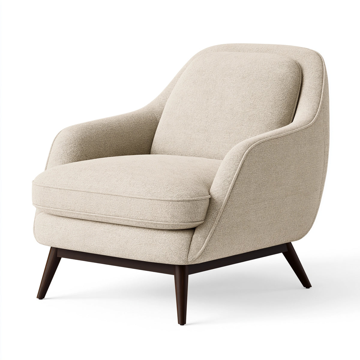 Sessel 80 x 82 x 90 cm Bouclé-Textil Creme mit Holzfüßen für Wohnzimmer