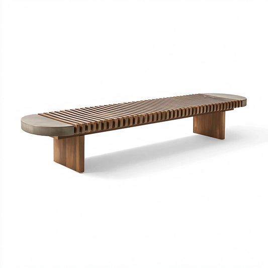 Sitzbank 180 x 40 x 45 cm aus Holz und Metall in Braun/Grau - modernes Lamellendesign