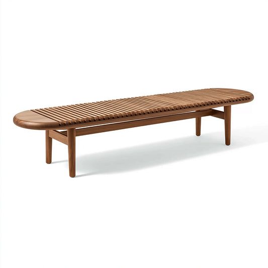 Sitzbank 180 x 45 x 45 cm aus Holz Braun mit Lamellen im modernen Stil