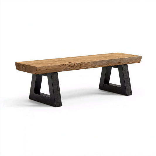 Sitzbank 180 x 40 x 45 cm aus Holz Natur/Schwarz im Industriestil