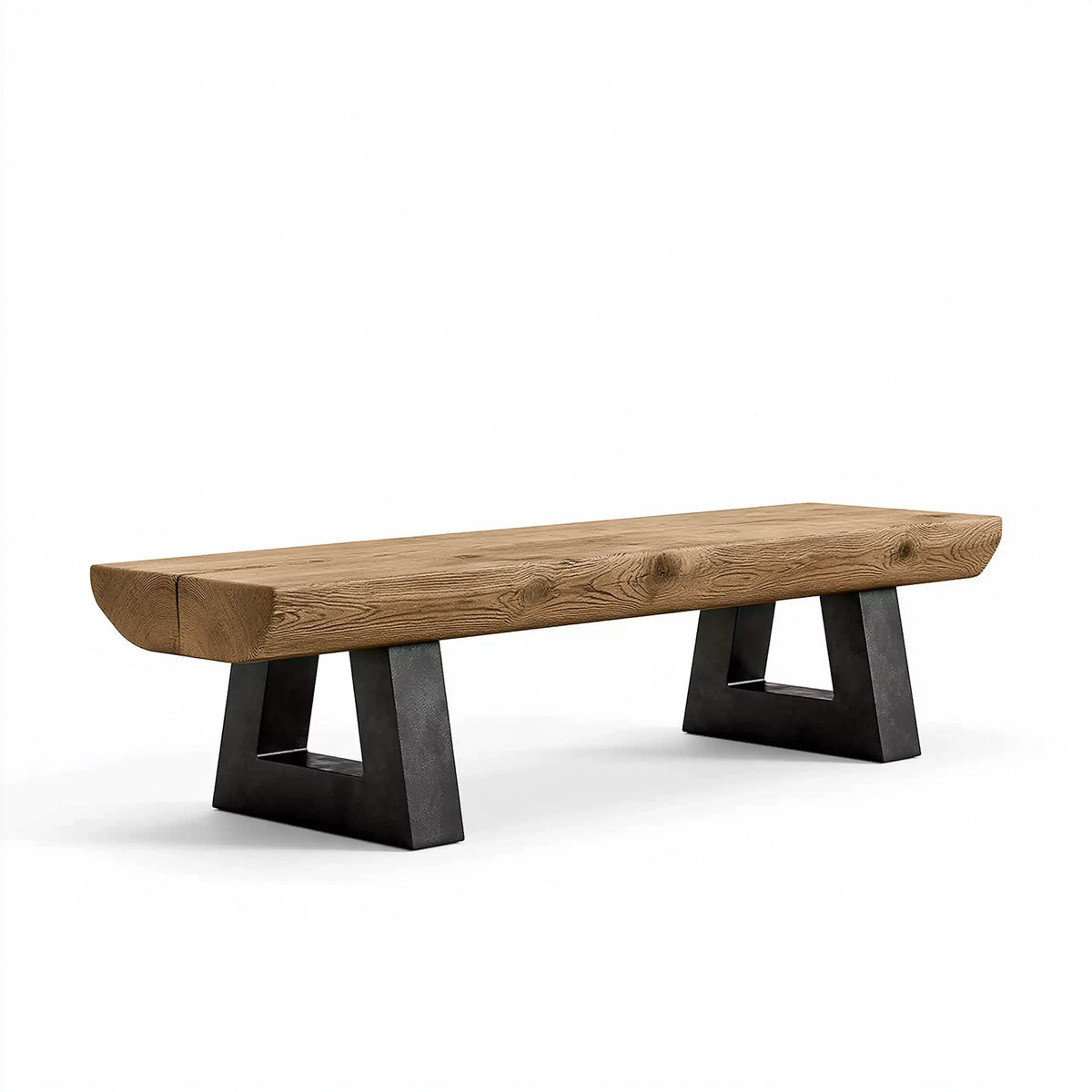 Sitzbank 160 cm Holz Braun mit schwarzen Metallbeinen im Industriestil