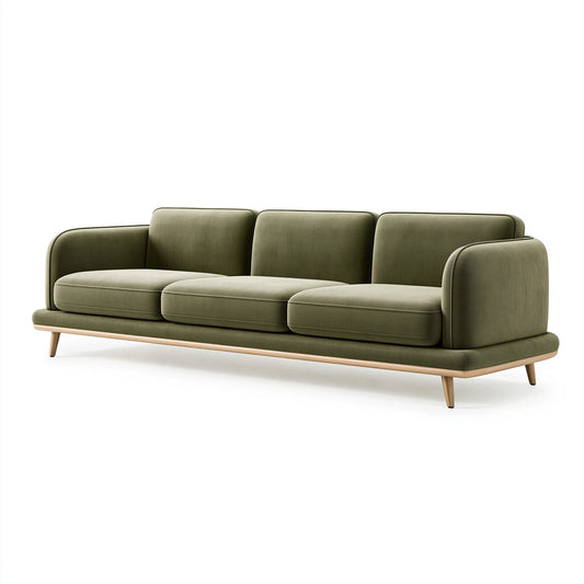 3-Sitzer Sofa 220 x 90 x 82 cm olivgrüner Stoff Holzgestell modernes Wohnzimmermöbel