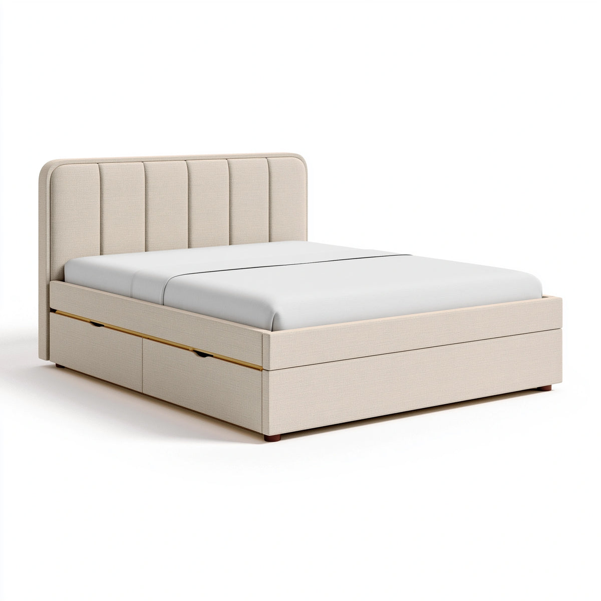 Polsterbett 160 x 200 cm Stoff Beige mit Stauraum Modern
