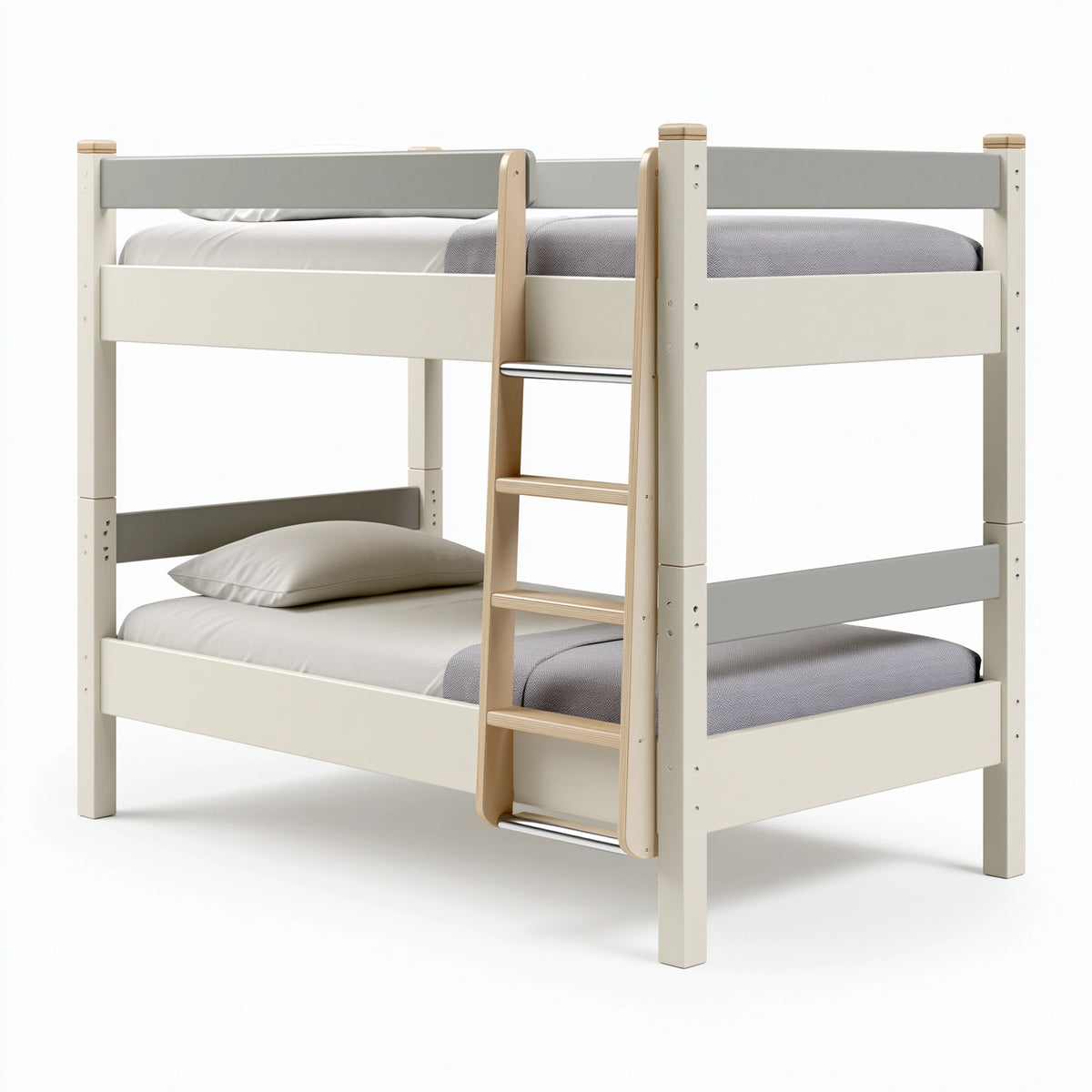 Etagenbett 90 x 200 cm Holz Creme Grau mit Leiter