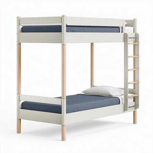 Etagenbett 90 x 200 cm Holz Beige mit Leiter zeitloses Kinderbett